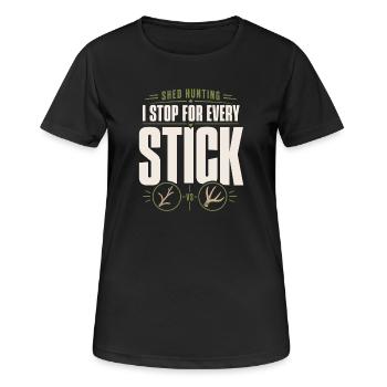 Schuppen-jagd-schuppen-jäger-geweih-jagd-weißwedel - Frauen T-Shirt atmungsaktiv - Schwarz - Vorne - AI Model Female 172 light (172cm)