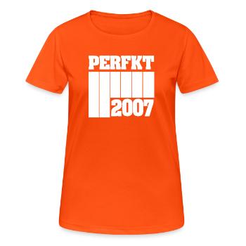 2007 - Frauen T-Shirt atmungsaktiv - Neonorange - Vorne - AI Model Female 172 dark (172cm)