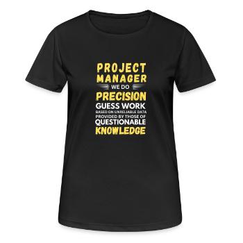 Chef de projet Nous faisons des devinettes précises - T-shirt respirant Femme - noir - Devant - AI Model Female 172 light (172cm)