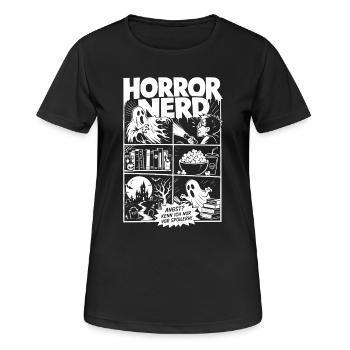 Horror Nerd Comic Spoiler Angst - Frauen T-Shirt atmungsaktiv - Schwarz - Vorne - AI Model Female 172 light (172cm)