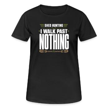 Schuppen-jagd-schuppen-jäger-geweih-jagd-weißwedel - Frauen T-Shirt atmungsaktiv - Schwarz - Vorne - AI Model Female 172 light (172cm)