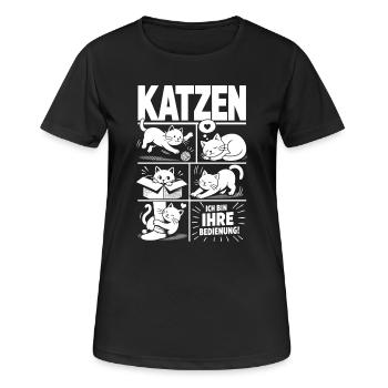 Katzen Humor Ich bin Ihre Bedienung - Frauen T-Shirt atmungsaktiv - Schwarz - Vorne - AI Model Female 172 light (172cm)