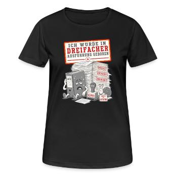 Ich wurde in dreifacher Ausführung geboren - Frauen T-Shirt atmungsaktiv - Schwarz - Vorne - AI Model Female 172 light (172cm)