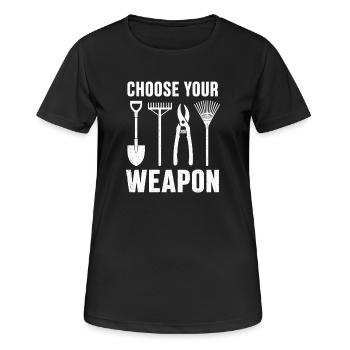 Choisissez votre t-shirt d’outil de jardin d’arme - T-shirt respirant Femme - noir - Devant - AI Model Female 172 light (172cm)