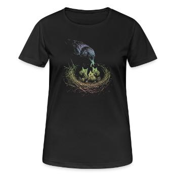 Amsel  - Frauen T-Shirt atmungsaktiv - Schwarz - Vorne - AI Model Female 172 light (172cm)