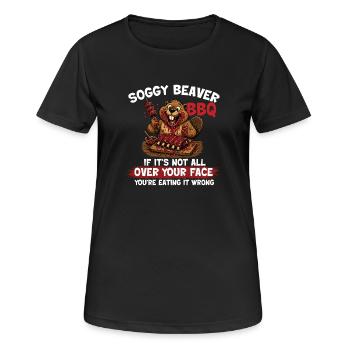 Soggy Beaver BBQ Funny Pitmaster - Women's Breathable T-Shirt - black - Front - AI Model Female 172 light (172cm)