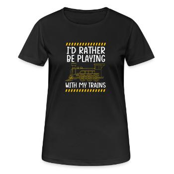 Modelleisenbahn Modellbau Modellbauer - Frauen T-Shirt atmungsaktiv - Schwarz - Vorne - AI Model Female 172 light (172cm)
