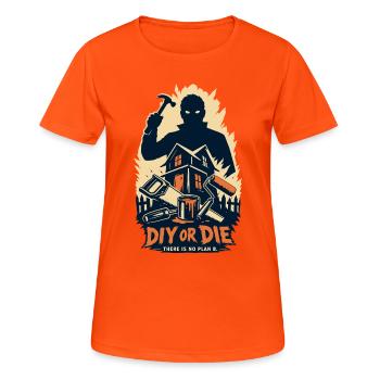 DIY Or Die Horror Design - Frauen T-Shirt atmungsaktiv - Neonorange - Vorne - AI Model Female 172 dark (172cm)