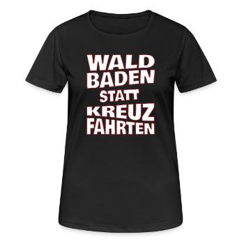 Waldbaden statt Kreuzfahrten - weiss - Frauen T-Shirt atmungsaktiv - Schwarz - Vorne - AI Model Female 172 light (172cm)