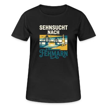 Fehmarn Sehnsucht - Frauen T-Shirt atmungsaktiv - Schwarz - Vorne - AI Model Female 172 light (172cm)