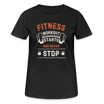 Fitness: Starts and Never Stop - T-shirt respirant Femme - noir - Devant - AI Model Female 172 light (172cm)
