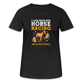 Pferderennen Bier - Frauen T-Shirt atmungsaktiv - Schwarz - Vorne - AI Model Female 172 light (172cm)