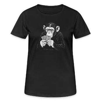 Chimp playing Cards - Women's Breathable T-Shirt - black - Front - AI Model Female 172 light (172cm)
