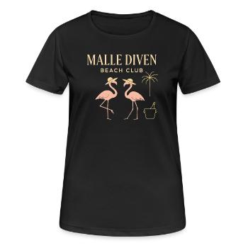 Malle Diven Beach Club Flamingo Mallorca Party  - Frauen T-Shirt atmungsaktiv - Schwarz - Vorne - AI Model Female 172 light (172cm)