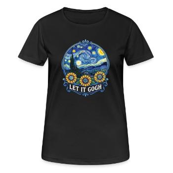 Let it Gogh Funny Vincent Van Gogh Starry Night - T-shirt respirant Femme - noir - Devant - AI Model Female 172 light (172cm)