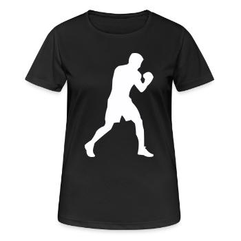 Boxer-Silhouette in Bewegung - Frauen T-Shirt atmungsaktiv - Schwarz - Vorne - AI Model Female 172 light (172cm)