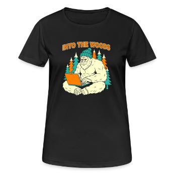 Sasquatch Laptop in the Woods - Women's Breathable T-Shirt - black - Front - AI Model Female 172 light (172cm)
