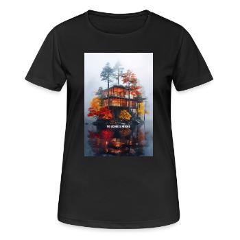 PAS BESOIN D’ADRESSE - Villa moderne de l’île d’automne - T-shirt respirant Femme - noir - Devant - AI Model Female 172 light (172cm)