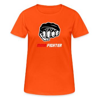 Combat de combat de combattant MMA à la poing - T-shirt respirant Femme - orange néon - Devant - AI Model Female 172 dark (172cm)