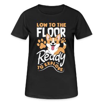 Kurze Beine, Große Einstellung, Corgi - Frauen T-Shirt atmungsaktiv - Schwarz - Vorne - AI Model Female 172 light (172cm)