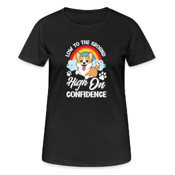 Kurze Beine, Große Einstellung, Corgi - Frauen T-Shirt atmungsaktiv - Schwarz - Vorne - AI Model Female 172 light (172cm)