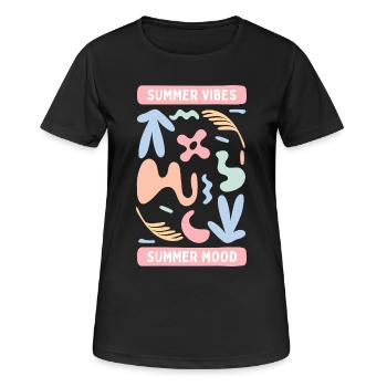 Pastel Abstract Summer Vibes - Frauen T-Shirt atmungsaktiv - Schwarz - Vorne - AI Model Female 172 light (172cm)