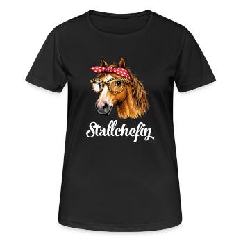 Stallchefin Pferd Stall lustig - Frauen T-Shirt atmungsaktiv - Schwarz - Vorne - AI Model Female 172 light (172cm)