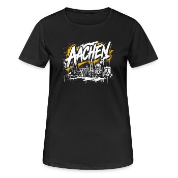 München Graffiti Skyline - Frauen T-Shirt atmungsaktiv - Schwarz - Vorne - AI Model Female 172 light (172cm)