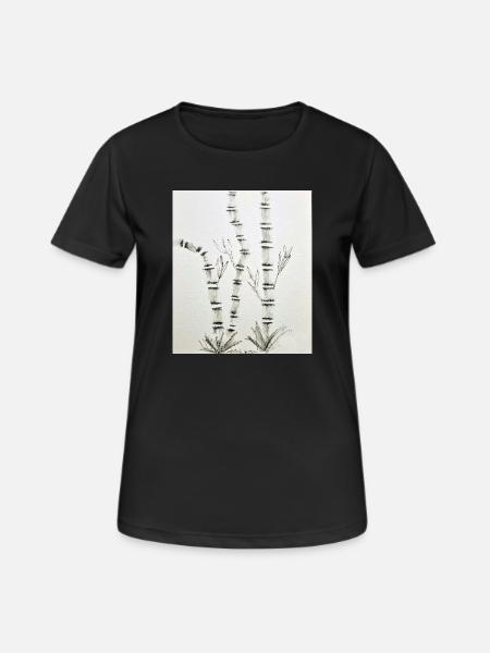 Bamboo Drawing in Ink Style - Women's Breathable T-Shirt - black