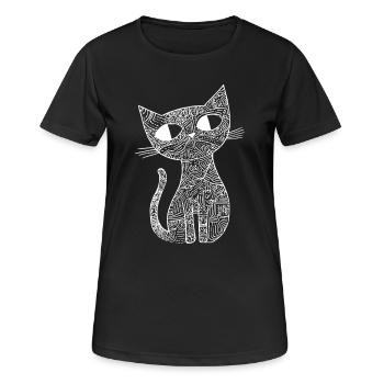 Katze Skizze  - Frauen T-Shirt atmungsaktiv - Schwarz - Vorne - AI Model Female 172 light (172cm)