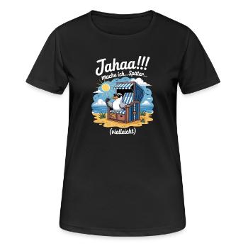  Jahaa mache ich spaeter vielleicht Moewe - Frauen T-Shirt atmungsaktiv - Schwarz - Vorne - AI Model Female 172 light (172cm)