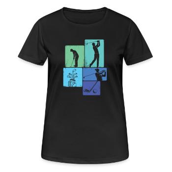Landschaftlich reizvoller Golfplatz im Fairway Lover Stil - Frauen T-Shirt atmungsaktiv - Schwarz - Vorne - AI Model Female 172 light (172cm)