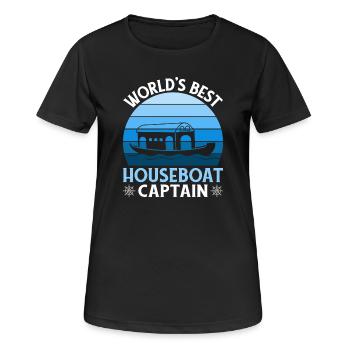 Weltbester Hausboot Kapitän - Frauen T-Shirt atmungsaktiv - Schwarz - Vorne - AI Model Female 172 light (172cm)