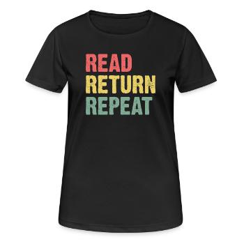 Read Return Repeat - Pastell Typo - Frauen T-Shirt atmungsaktiv - Schwarz - Vorne - AI Model Female 172 light (172cm)
