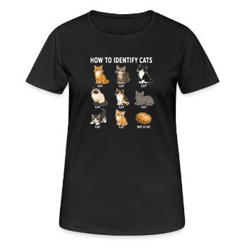  Wie Man Katzen Erkennt Lustiges Katzen-diagramm - Frauen T-Shirt atmungsaktiv - Schwarz - Vorne - AI Model Female 172 light (172cm)