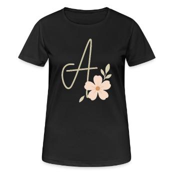 Monogram A Floral - Women's Breathable T-Shirt - black - Front - AI Model Female 172 light (172cm)