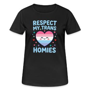 Mois de la fierté LGBTQ - Respect My Trans Homies - T-shirt respirant Femme - noir - Devant - AI Model Female 172 light (172cm)