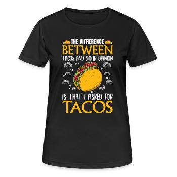 La différence entre les tacos - T-shirt respirant Femme - noir - Devant - AI Model Female 172 light (172cm)