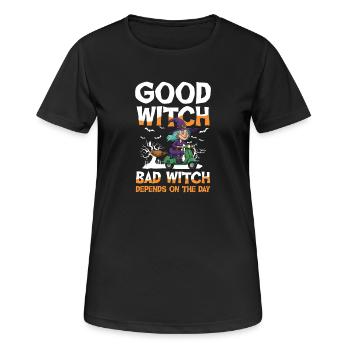 Good Witch Bad Witch Depends On The Day Funny - Women's Breathable T-Shirt - black - Front - AI Model Female 172 light (172cm)