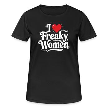 I Heart Freaky Women Tee - Frauen T-Shirt atmungsaktiv - Schwarz - Vorne - AI Model Female 172 light (172cm)