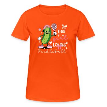 Coquette Pickleball Girl Mignonne Cornichon - T-shirt respirant Femme - orange néon - Devant - AI Model Female 172 dark (172cm)