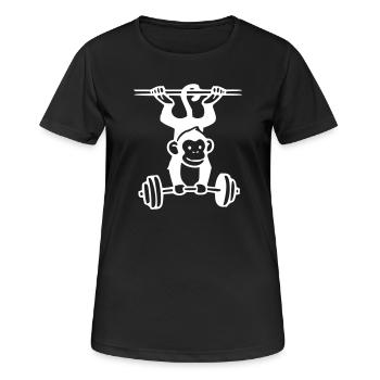 Puissance des primates - Haltérophilie singe (Blanc) - T-shirt respirant Femme - noir - Devant - AI Model Female 172 light (172cm)