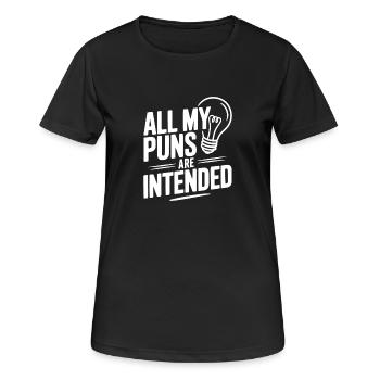Alle meine Wortspiele sind beabsichtigt - Frauen T-Shirt atmungsaktiv - Schwarz - Vorne - AI Model Female 172 light (172cm)