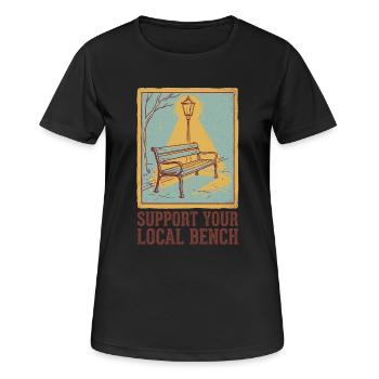 Support Bench - Frauen T-Shirt atmungsaktiv - Schwarz - Vorne - AI Model Female 172 light (172cm)