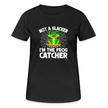 Frog Catcher Not A Slacker Frog - Frauen T-Shirt atmungsaktiv - Schwarz - Vorne - AI Model Female 172 light (172cm)