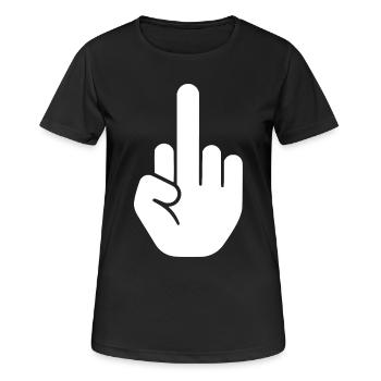 Mittelfinger - Frauen T-Shirt atmungsaktiv - Schwarz - Vorne - AI Model Female 172 light (172cm)