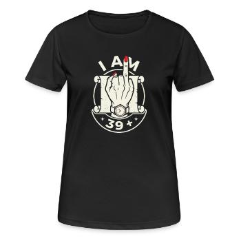Anniversaire 40 Ans 39 Plus Doigt D'honneur - T-shirt respirant Femme - noir - Devant - AI Model Female 172 light (172cm)