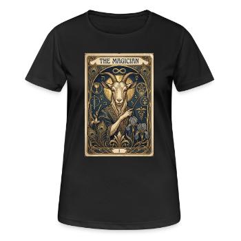 Ziegenbock, der Magier - Frauen T-Shirt atmungsaktiv - Schwarz - Vorne - AI Model Female 172 light (172cm)