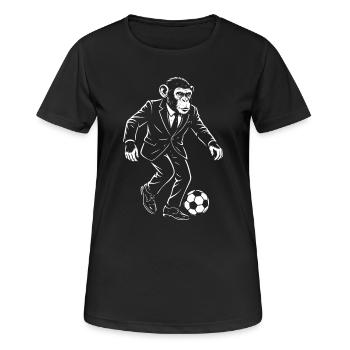 Eleganter Affe spielt Fußball - Frauen T-Shirt atmungsaktiv - Schwarz - Vorne - AI Model Female 172 light (172cm)