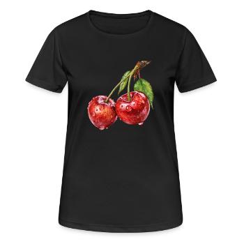 Kirsche - Frauen T-Shirt atmungsaktiv - Schwarz - Vorne - AI Model Female 172 light (172cm)